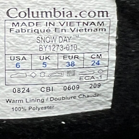 Columbia Techlite Boots Winter Snow Day Black Orange Leather Rubber size 6 - Picture 16 of 16